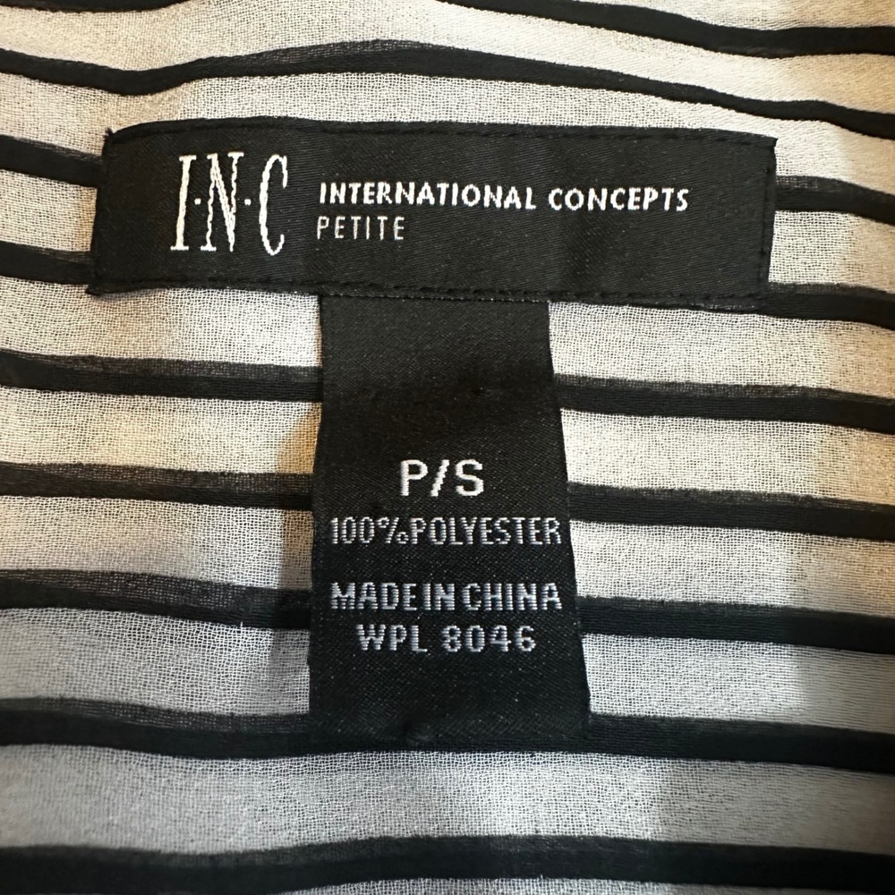 INC International Concepts Floral Tunic Women's PS Petite S Stripe Semi Sheer - Picture 13 of 13